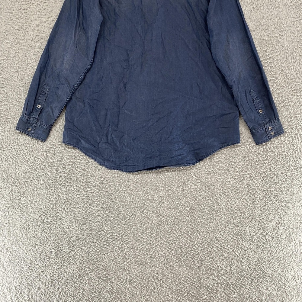 Sundance Chambray Top Womens Medium Blue Button Up‎ Pintuck Shirt Western - Picture 9 of 12